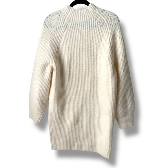 EXPRESS Sweater Shift Dress Knit Mock Neck Long Sleeve Ivory XS - Picture 3 of 12